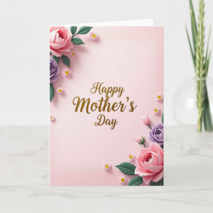 Cartão do Dia das Mães com Gradiente Rosa