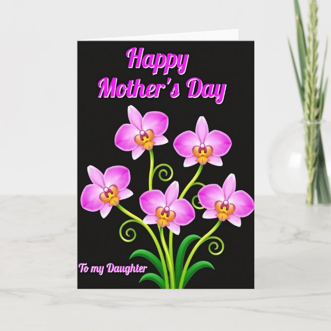 Cartão do Dia das Mães com Ilustração de Orquídea (Frente)