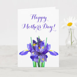 Cartão do Dia das Mães com Íris Roxas