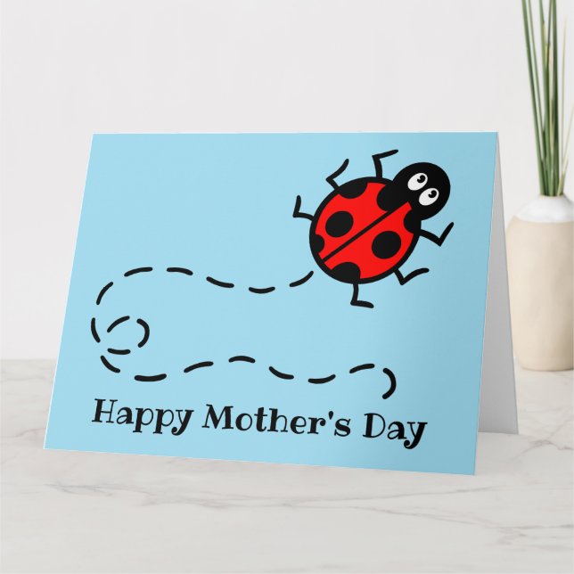 Cartão do Dia das Mães com Joaninha Personalizada (Frente)