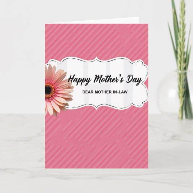 Cartão do Dia das Mães com Listras de Rosa (Frente)