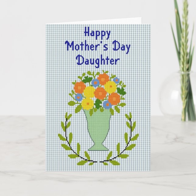Cartão do Dia das Mães com Pixels Florais (Frente)