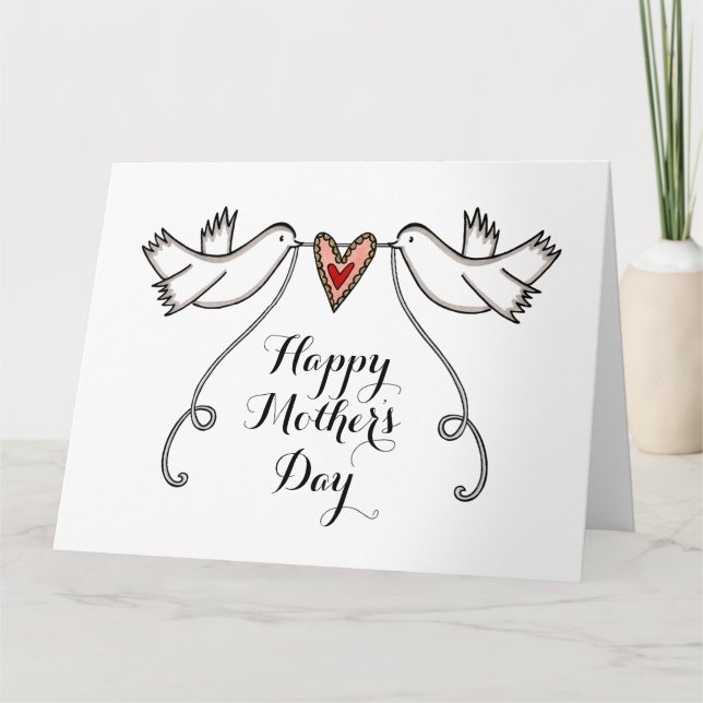Cartão do Dia das Mães com Pombas Brancas Personal (Frente)