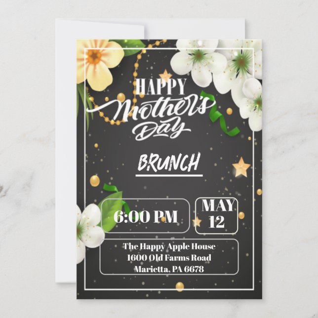 Cartão do Dia das Mães com Presente e Flores (Frente)