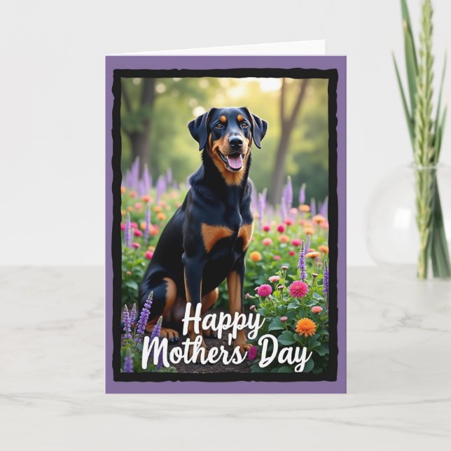 Cartão do Dia das Mães com Retrato de Cachorro (Frente)