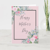 Cartão do Dia das Mães com Rosa em Aquarela