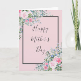 Cartão do Dia das Mães com Rosa em Aquarela