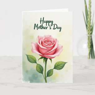 Cartão do Dia das Mães com Rosa Pintada