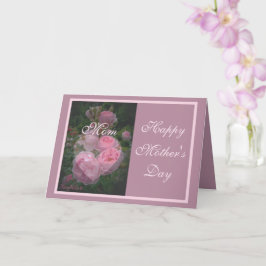 Cartão do Dia das Mães com Rosa Rosa e Coração