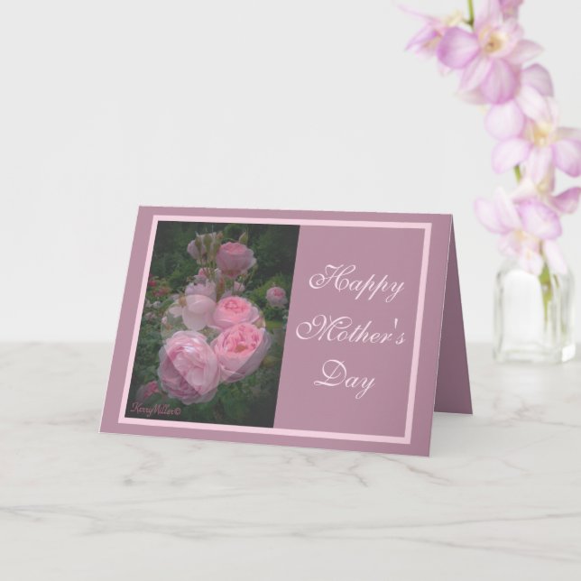 Cartão do Dia das Mães com Rosa Rosa e Coração (Orquídea)