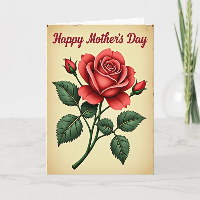 Cartão do Dia das Mães com Rosas Florais (Frente)