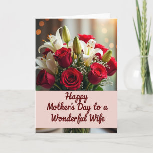 Cartão do Dia das Mães com Rosas Florais de Bolinh