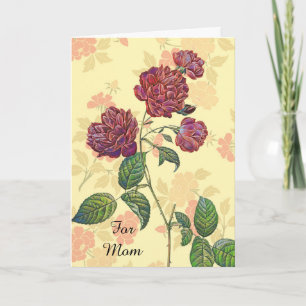 Cartão do Dia das Mães com Rosas Magenta Antigas