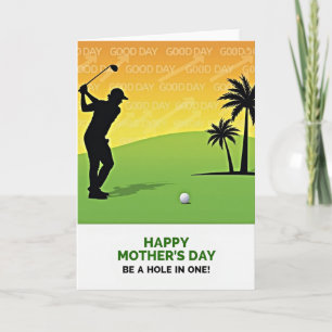 Cartão do Dia das Mães com Silhueta de Golfe