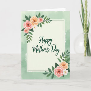 Cartão do Dia das Mães com Textura de Aquarela