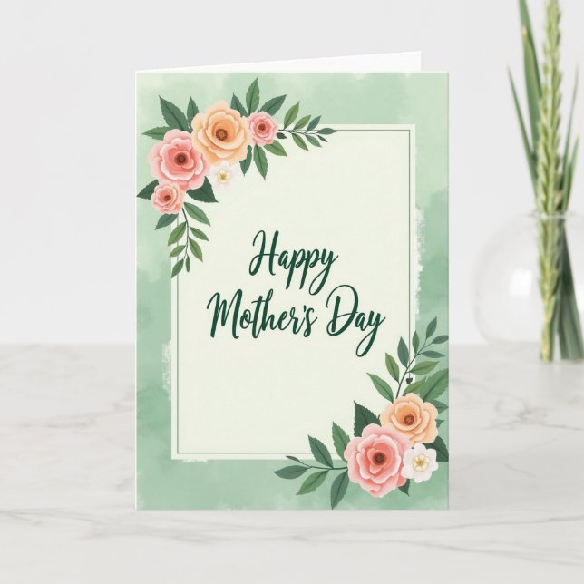 Cartão do Dia das Mães com Textura de Aquarela (Frente)