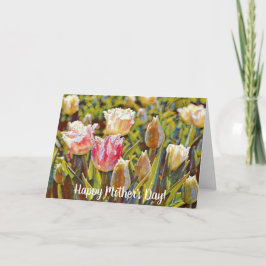 Cartão do Dia das Mães com Tulipas Impressionistas