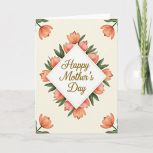 Cartão do Dia das Mães com Tulipas Pêssego