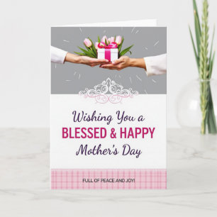 Cartão do Dia das Mães com Tulipas Rosa