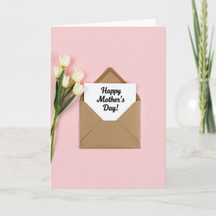 Cartão do Dia das Mães com Tulipas Rosa
