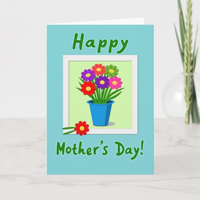 Cartão do Dia das Mães com Vaso Floral (Frente)
