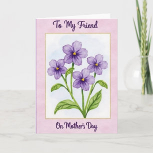 Cartão do Dia das Mães com Violeta em Aquarela