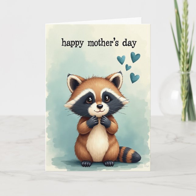 Cartão do Dia das Mães Coração Azul Celeste (Frente)