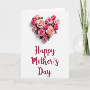 Cartão do Dia das Mães Coração de Rosa Doce