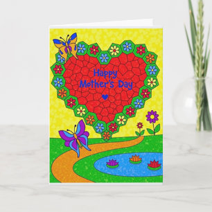 Cartão do Dia das Mães Coração Mosaico
