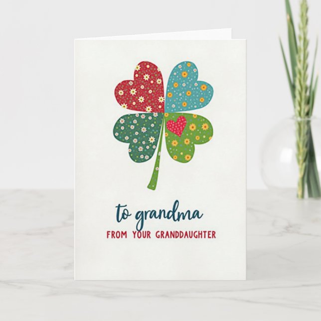 Cartão do Dia das Mães Coração Sortudo (Frente)