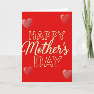 Cartão do Dia das Mães Corações Vermelhos