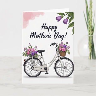 Cartão do Dia das Mães da Bicicleta Floral
