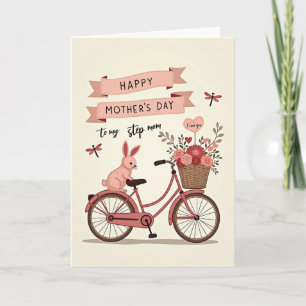 Cartão do Dia das Mães da Bicicleta Rosa