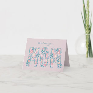 Cartão do Dia das Mães da Família Floral Rosa e Ve