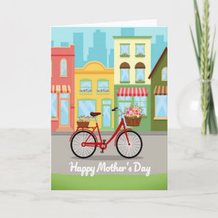 Cartão do Dia das Mães de Bicicleta Floral