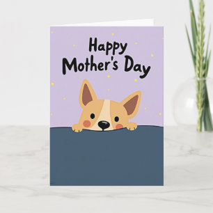 Cartão do Dia das Mães de Cachorro Fofo Baço