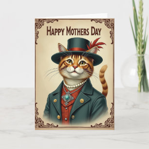 Cartão do Dia das Mães de Gato Chique