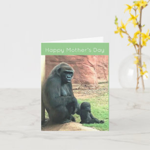 Cartão do Dia das Mães de Gorila Mãe e Bebê