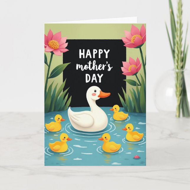Cartão do Dia das Mães de Pássaro Aquático (Frente)