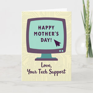 Cartão do Dia das Mães de Tecnologia Retrô
