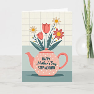Cartão do Dia das Mães do Bule de Tulipas