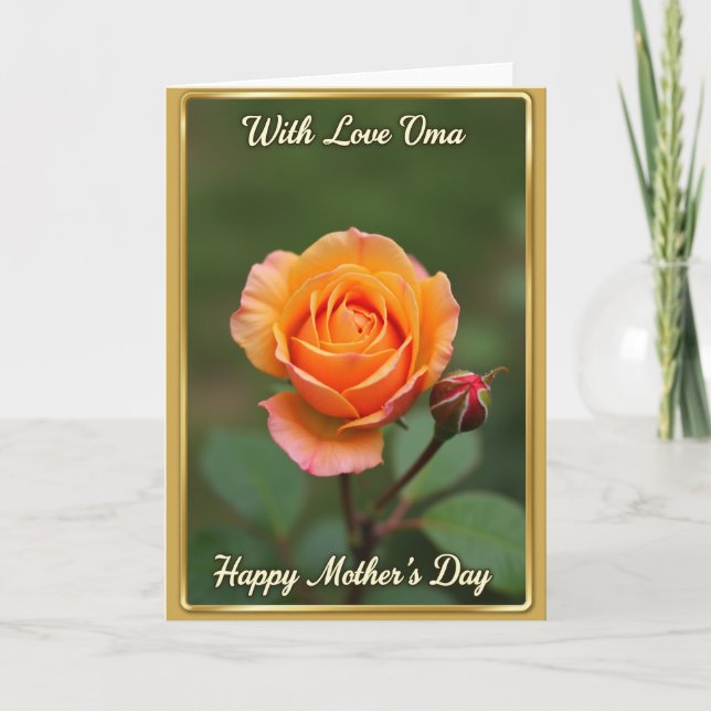 Cartão do Dia das Mães Doce emoldurado com rosas (Frente)