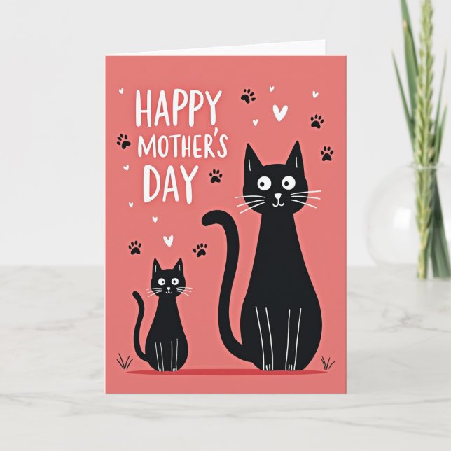 Cartão do Dia das Mães dos Gatos Fofos (Frente)