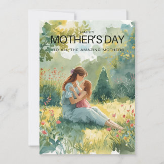 Cartão do Dia das Mães em Aquarela Elegante | Jard