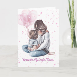 Cartão do Dia das Mães em Aquarela Mãe e Filho
