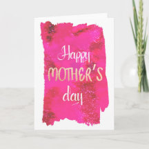 Cartão do dia das mães em aquarela rosa quente