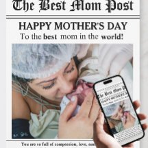 Cartão do Dia das Mães em estilo de jornal antigo