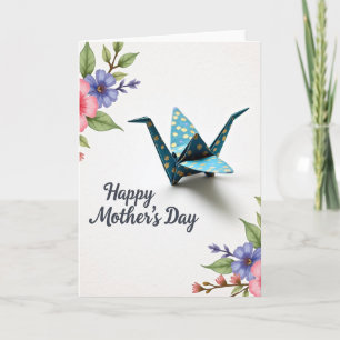 Cartão do Dia das Mães em Origami Azul Turquesa
