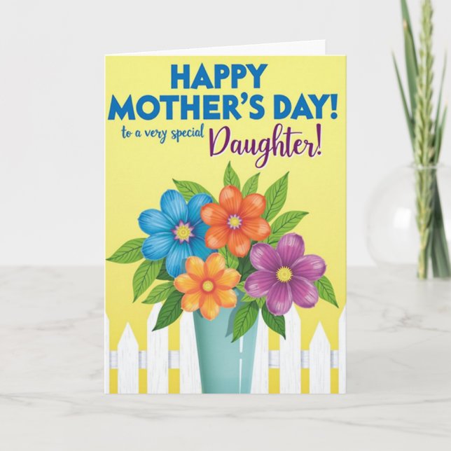 Cartão do Dia das Mães Filha Alegre (Frente)