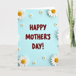 Cartão do Dia das Mães Floral Azul Pálido